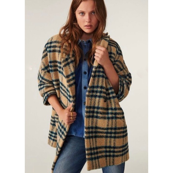 BA&SH Paris wool alpaca blend plaid coat NEW - Picture 3 of 11